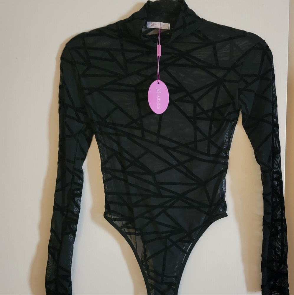Black Geometric Bodysuit